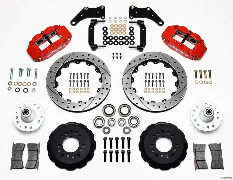 Wilwood Narrow Superlite 6R Front Hub Kit 12.88In Drill Red Large Gm 57-70 Drop Spindle 1