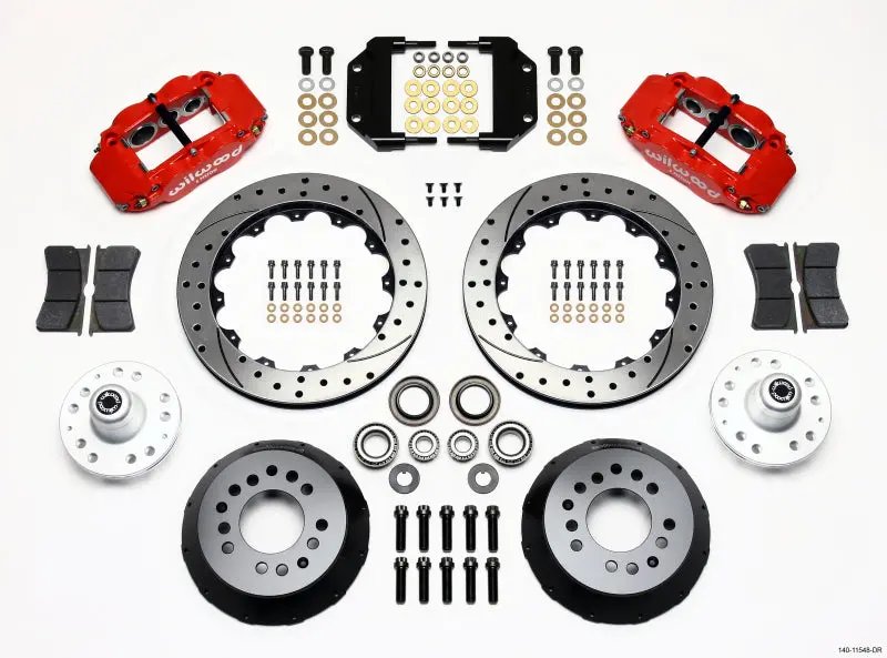 Wilwood Narrow Superlite 6R Front Hub Kit 12.88In Drill Red Magnum Force Drop Spindle 1