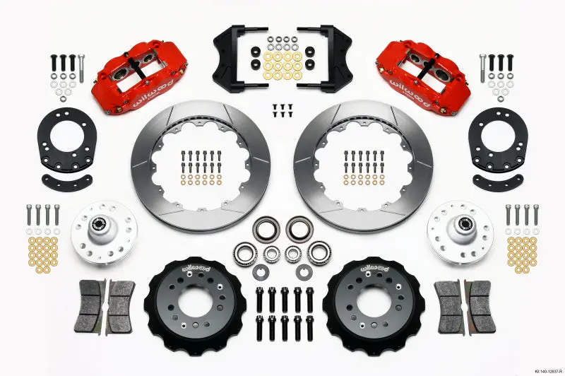 Wilwood Narrow Superlite 6R Front Hub Kit 12.88In Red 1965-1969 Mustang Drum Spindle 1