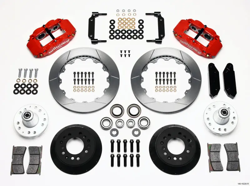 Wilwood Narrow Superlite 6R Front Hub Kit 12.88In Red 1970-1973 Mustang Disc Spindle 1