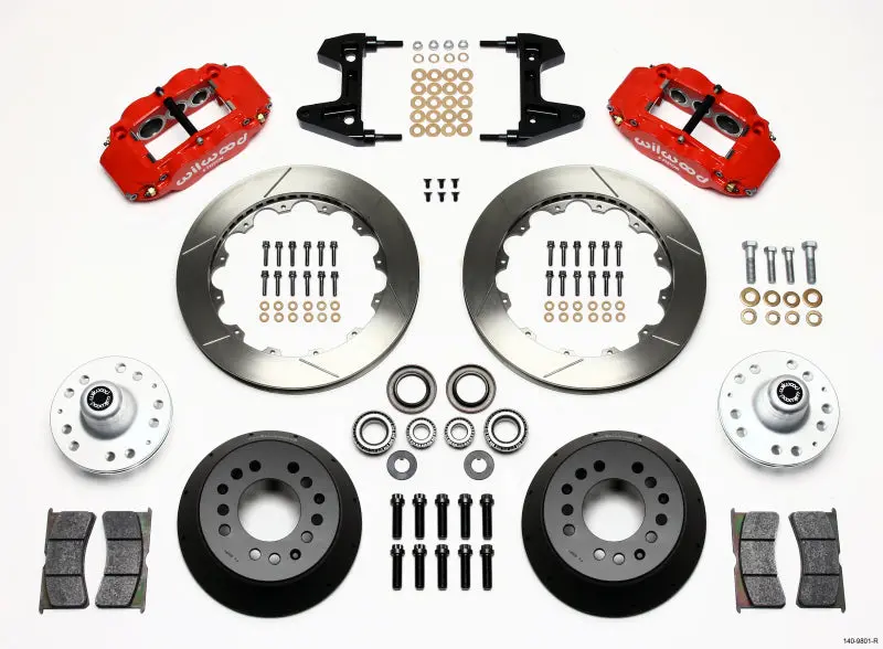 Wilwood Narrow Superlite 6R Front Hub Kit 12.88In Red 74-80 Pinto/Mustang Ii Disc Spindle Only 1