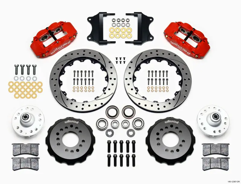 Wilwood Narrow Superlite 6R Front Hub Kit 12.88In Red Heidts Tri -5 2 Inch Drop Spindle 1