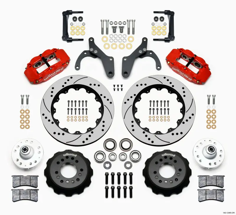 Wilwood Narrow Superlite 6R Front Hub Kit 14.00In Drill Red 59-64 Chevy Impala / 63-64 Corvette 1