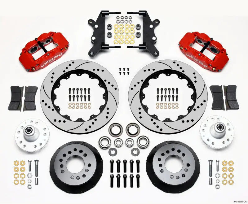 Wilwood Narrow Superlite 6R Front Hub Kit 14.00In Drill Red 60-68 Ford / Mercury Full Size / Galaxie 1