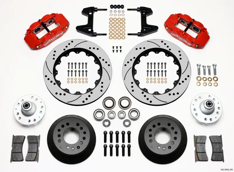 Wilwood Narrow Superlite 6R Front Hub Kit 14.00In Drill Red 74-80 Pinto/Mustang Ii Disc Spindle Only 1