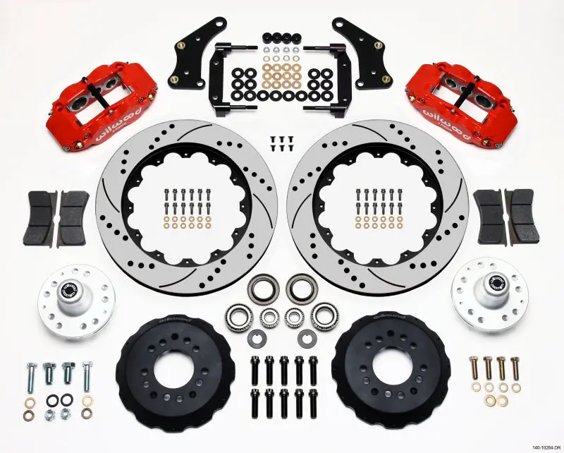 Wilwood Narrow Superlite 6R Front Hub Kit 14.00In Drill Red Large Gm 57-70 Drop Spindle 1