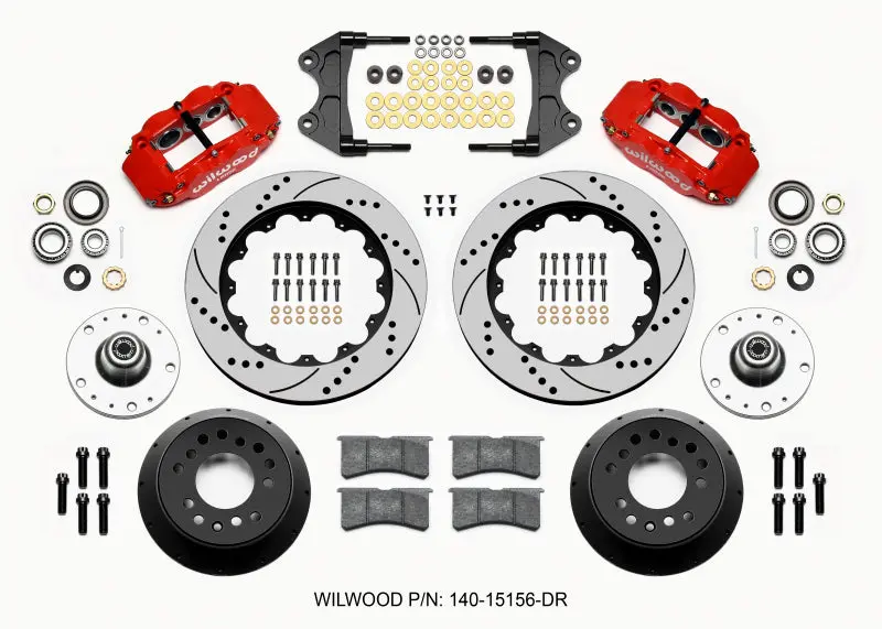 Wilwood Narrow Superlite 6R Front Hub Kit 14.00In Drill Red Wwe Prospindle (5X4.75In 5X5.00In Hub) 1