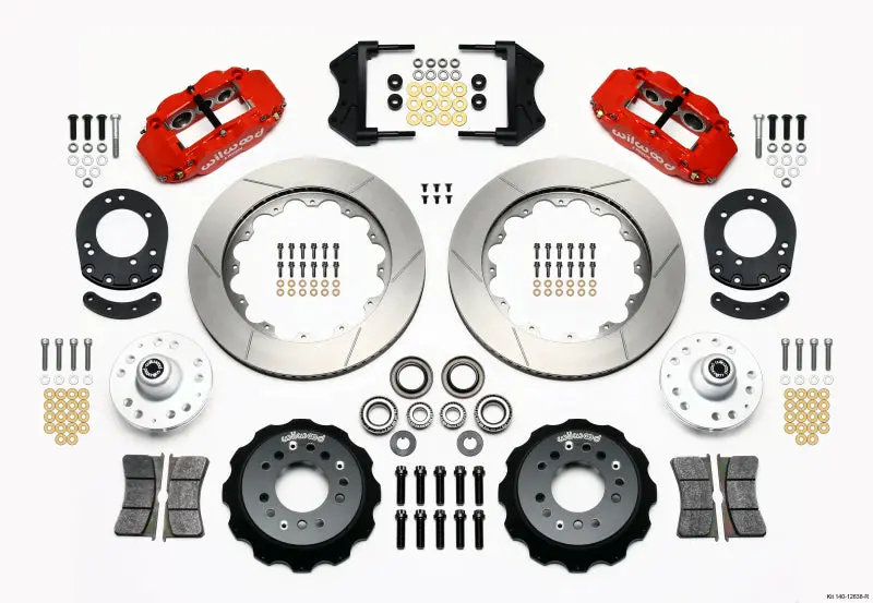 Wilwood Narrow Superlite 6R Front Hub Kit 14.00In Red 1965-1969 Mustang Drum Spindle 1