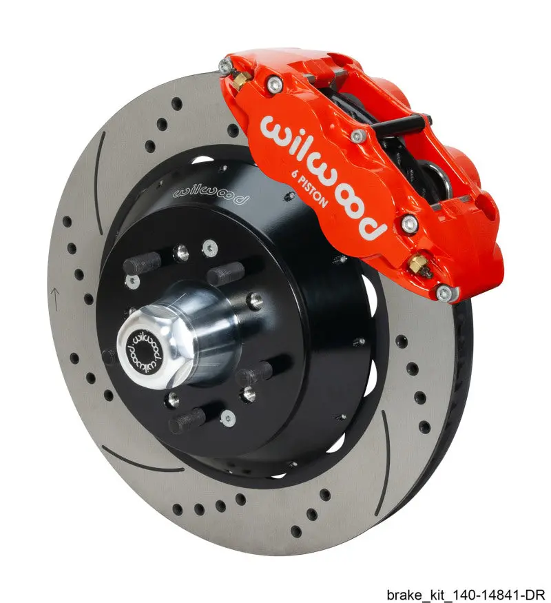 Wilwood Narrow Superlite 6R Red Front Big Brake Kit Ford 14In Drilled/Slotted Rotor 1