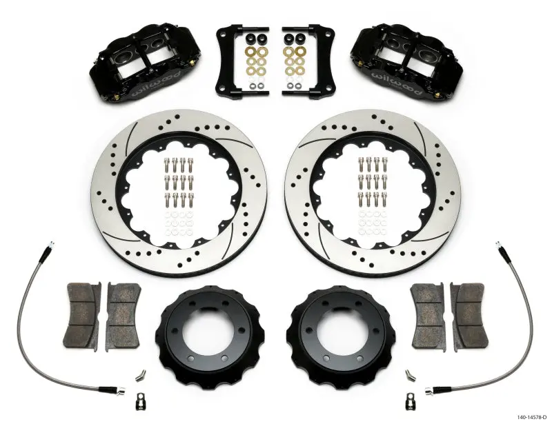 Wilwood Narrow Superlite Black 6R Front Kit 14In Drilled Rotor W/ Lines 05-15 Toyota Tacoma 1