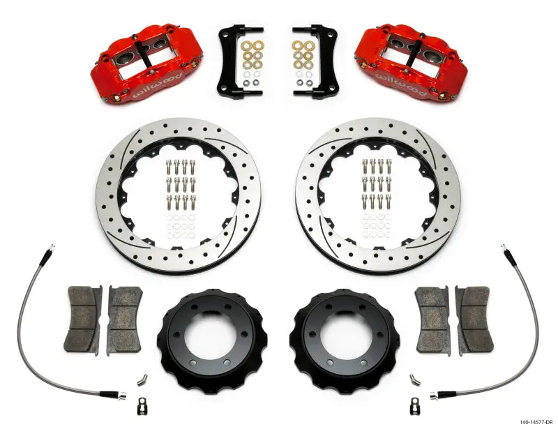 Wilwood Narrow Superlite Red 6R Front Kit 12.88In Drilled Rotor W/ Lines 05-15 Toyota Tacoma 1