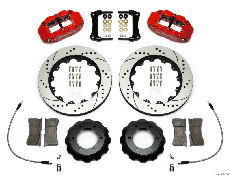 Wilwood Narrow Superlite Red 6R Front Kit 14In Drilled Rotor W/ Lines 05-15 Toyota Tacoma 1