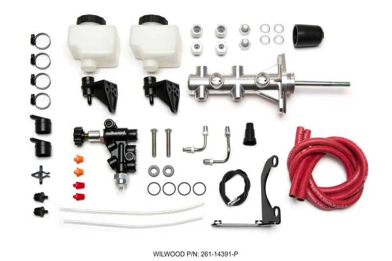 Wilwood Remote Tandem M/C - 1.12In Bore - W/Bracket And Valve (Pushrod) - Polish 1
