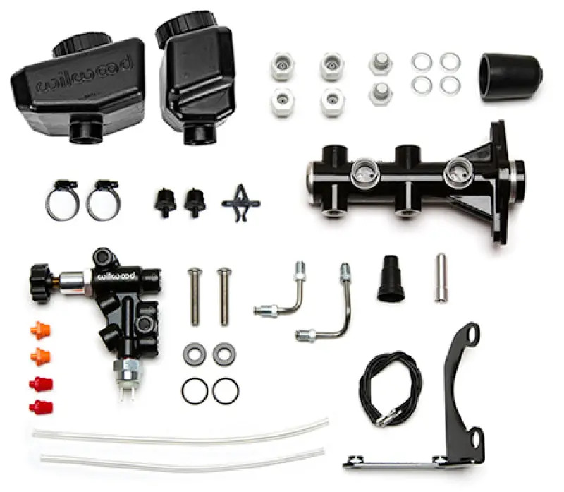 Wilwood Remote Tandem M/C Kit W/Bracket And Valve - 1.12In Bore Black 1