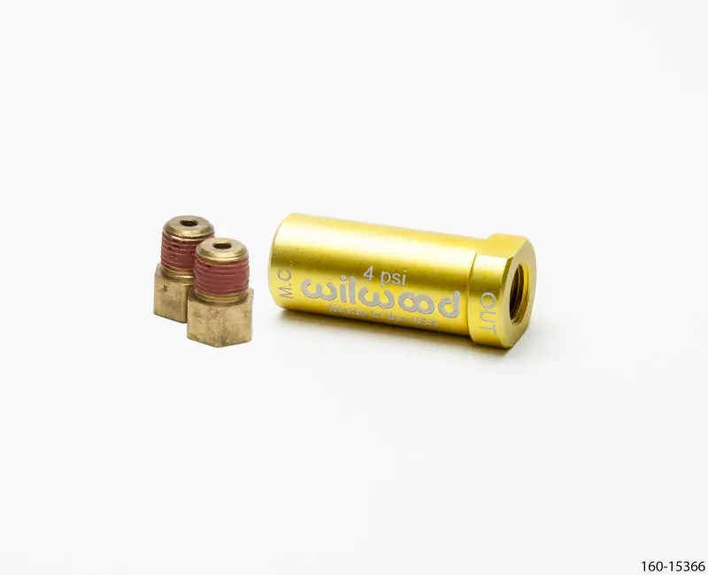 Wilwood Residual Pressure Valve - New Style W/ Fittings - 4 Psi / Gold 1