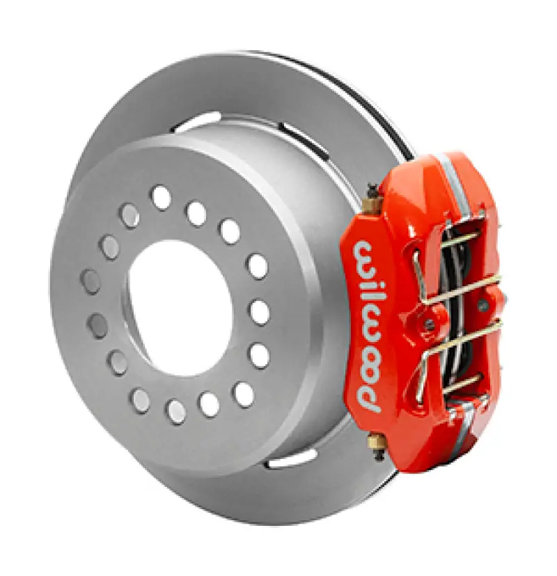 Wilwood Small Ford 11 In. Forged Dynapro Low-Profile Rear Parking Brake Kit (Red Calipers) 1