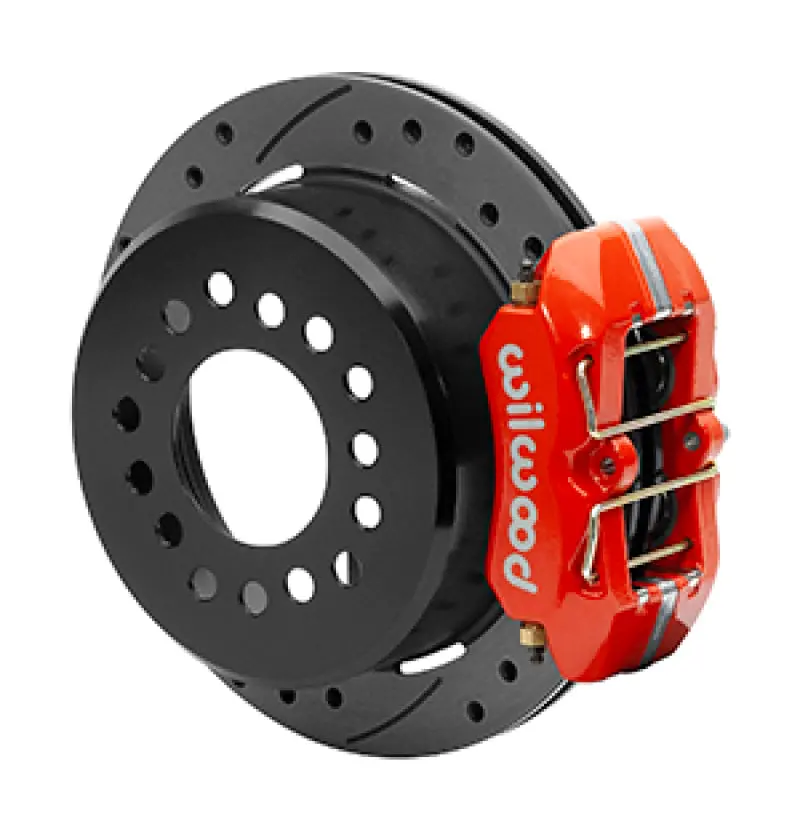 Wilwood Small Ford 11 In. Forged Dynapro Low-Profile Rear Parking Brake Kit (Red, Drilled & Slotted) 1