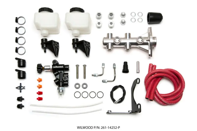 Wilwood Tandem Remote M/C Kit W L/H Bracket & Prop Valve - 1 1/8In Bore Ball Burnished 1