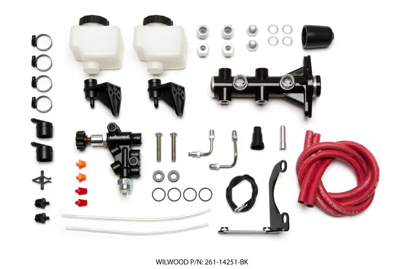 Wilwood Tandem Remote M/C Kit W L/H Bracket & Prop Valve - 1In Bore Black 2