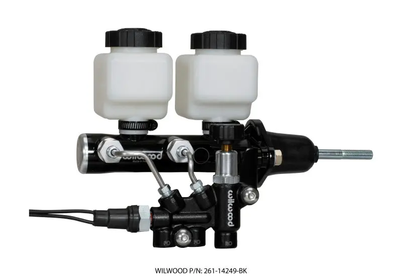 Wilwood Tandem Remote M/C Kit W L/H Bracket & Prop Valve - 7/8In Bore Black-W/Pushrod 1