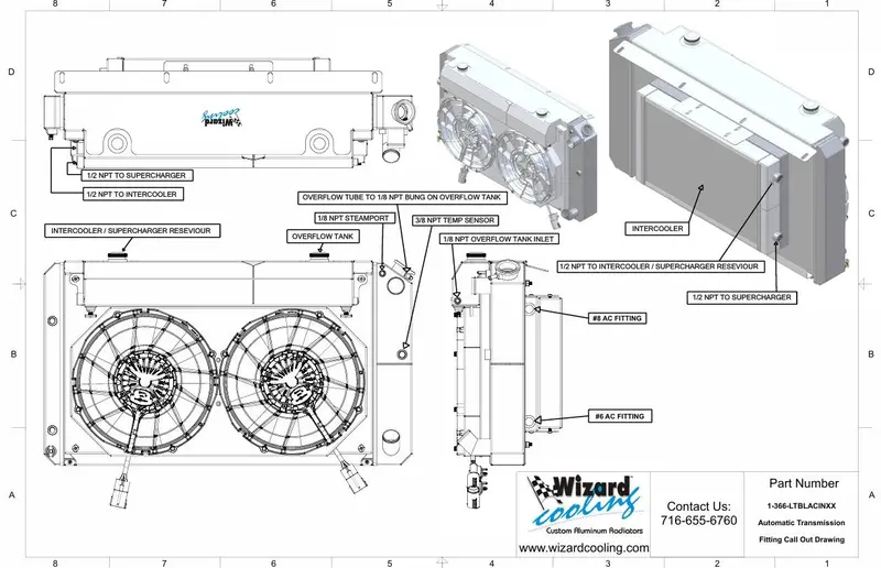 Wizard Cooling Radiator / Fans, Lt Swap - 67-72 C10 / 67-72 Suv - Supercharged 2