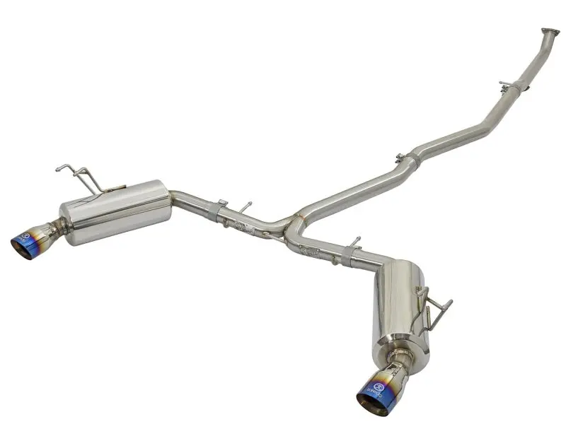 Afe Power Takeda Dual-Exit Exhaust System For 2016–2017 Honda Civic (1.5L Turbo) – 304 Stainless Steel, Blue Tips 1