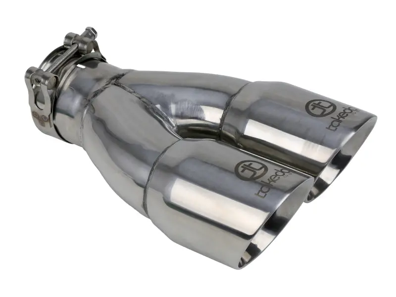 Afe Takeda Stainless Steel Exhaust Tip – 2.5-Inch Inlet, Dual 3-Inch Polished Outlets, Clamp-On Installation 1