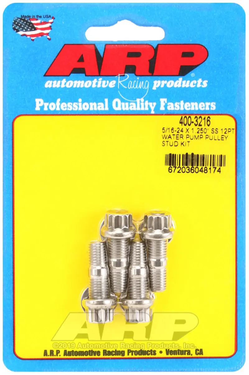 Arp Stainless Steel Water Pump Pulley Stud Kit – 5/16-24 X 1.250 Inch, 12-Point Hex Head 1