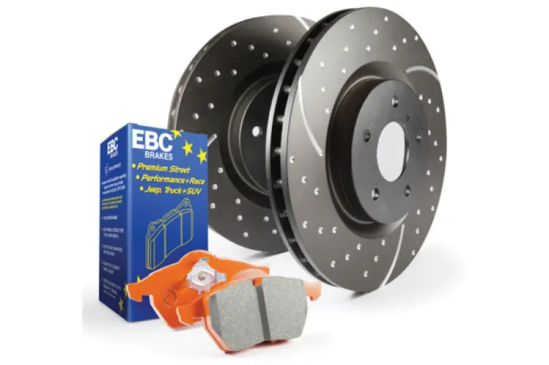 Ebc S8 Brake Kit – Orangestuff Performance Pads With Gd Series Drilled & Slotted Rotors 1