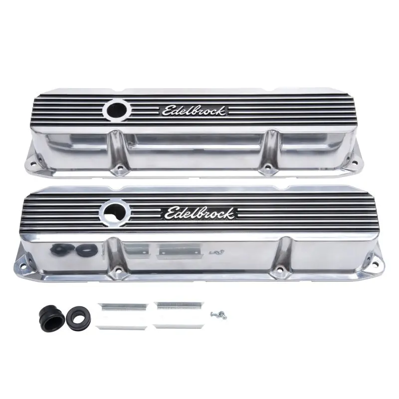 Edelbrock Elite Ii Polished Aluminum Valve Covers For Chrysler Big Block V8 Engines (383–440 Cid) 1