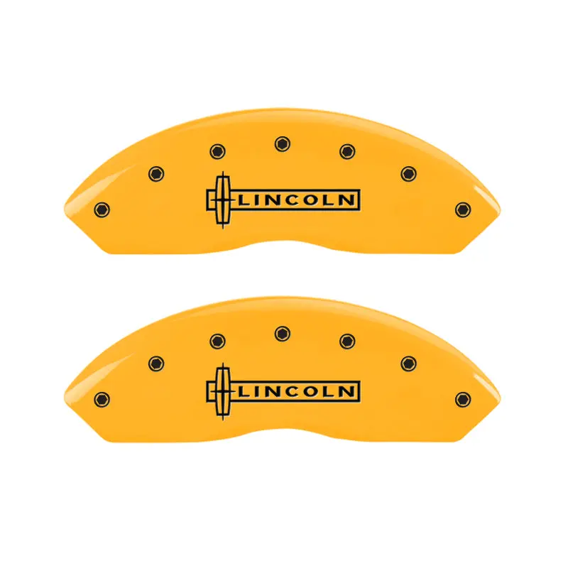 Mgp Engraved Brake Caliper Covers For Lincoln Mkx – Front & Rear, Yellow Finish With Black Accents 1