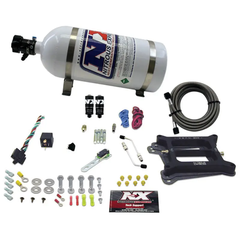 Nitrous Express Hitman Plus 4-Barrel Nitrous System – 4150 Flange, 50–200 Hp Range, Includes 10Lb Bottle 1