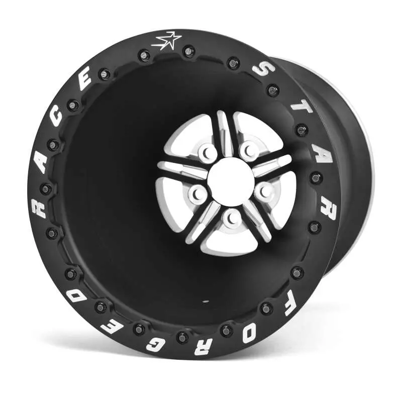 Race Star 63 Pro Forged Drag Wheel – 15X10″, 5X5.00″ Bolt Circle, 4.00″ Backspace, Black Anodized/Machined Face 1